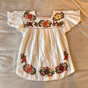 Handmade Mexican Puebla Floral Embroidered Blouse